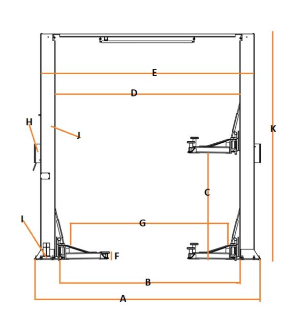 BR10-20H-33 10,000 lbs 2-Post Overhead Lift ALI - Image 2